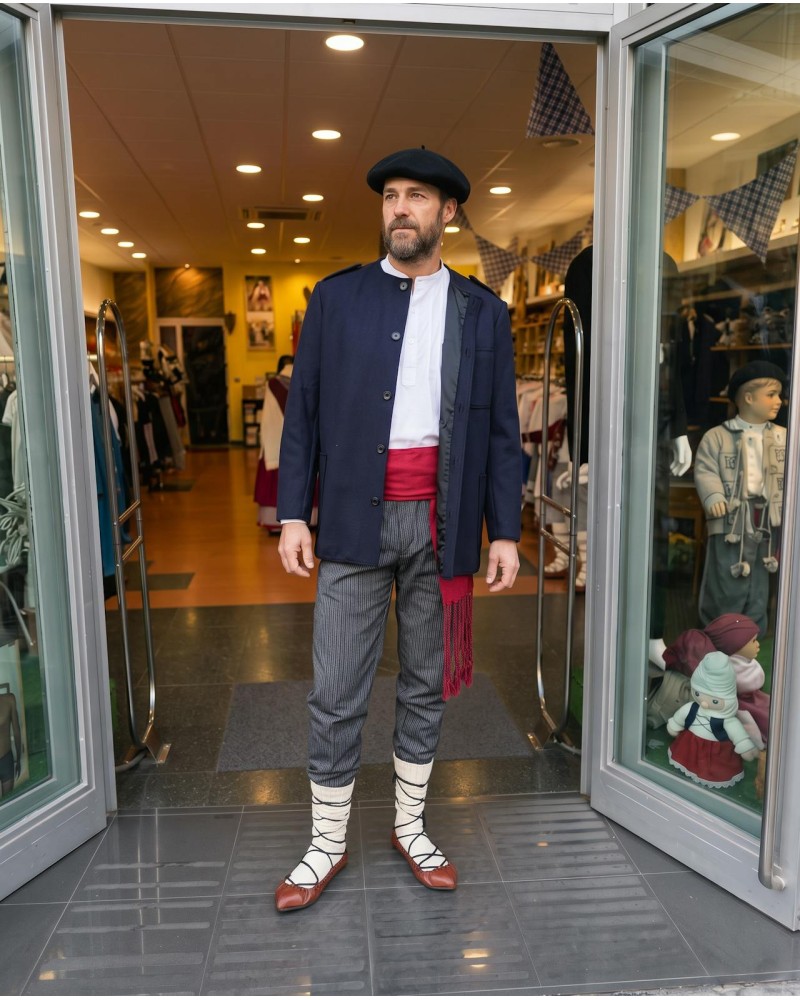 Traje vasco hombre con kaiku azul marino forrado - traje de baserritarra tradicional regional vasco
