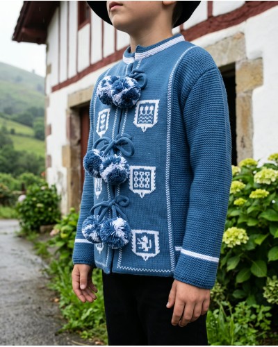 Chaqueta mendigozal infantil de lana en azul especial