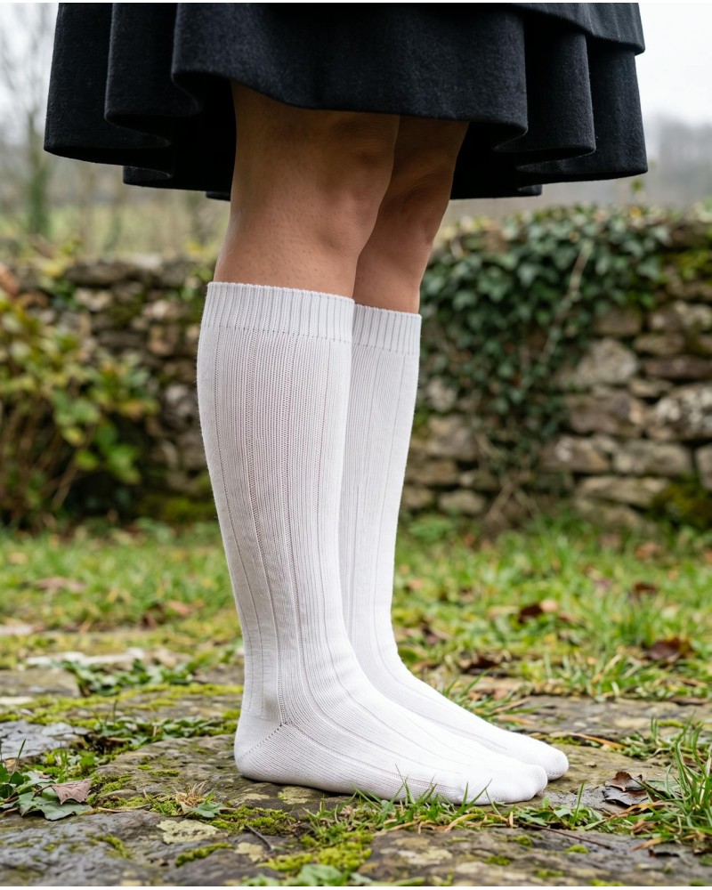 Medias blancas de algodón básicas traje vasco Euskal Jantziak