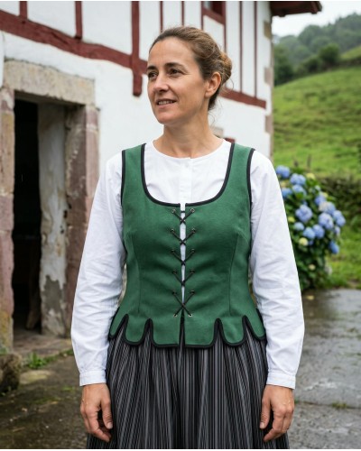 Korpiño euskal jantzia de ondas verde para mujer M290