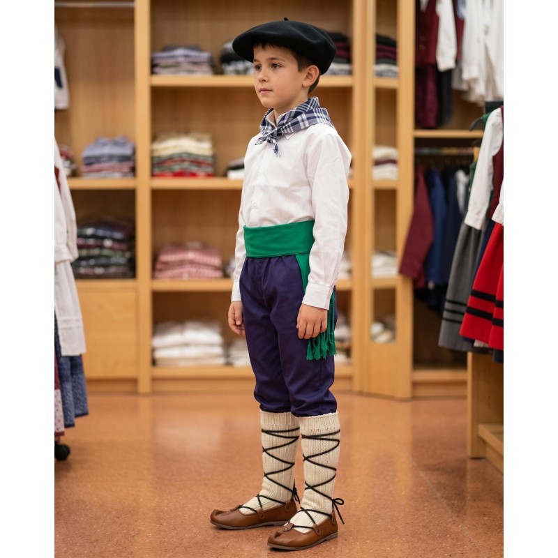 Pack traje vasco infantil completo básico pañuelo, camisa, faja y pantalón O40
