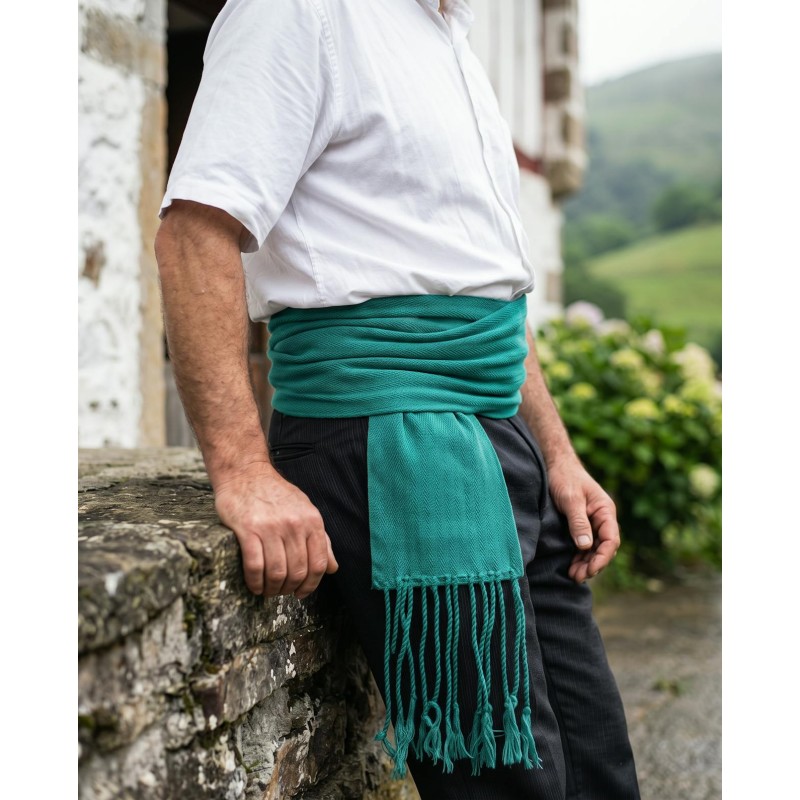 Gerriko verde de hombre faja vasca tradicional - fajín gerrikoa para traje de baserritarra regional vasco H145
