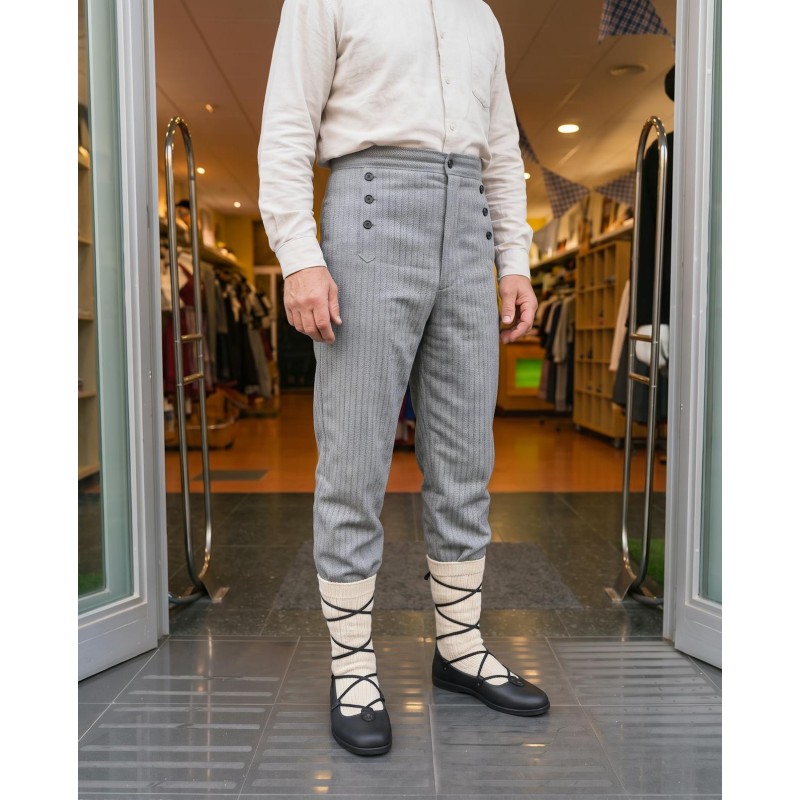 Pantalón vasco gris de calidad superior con botones tradicionales