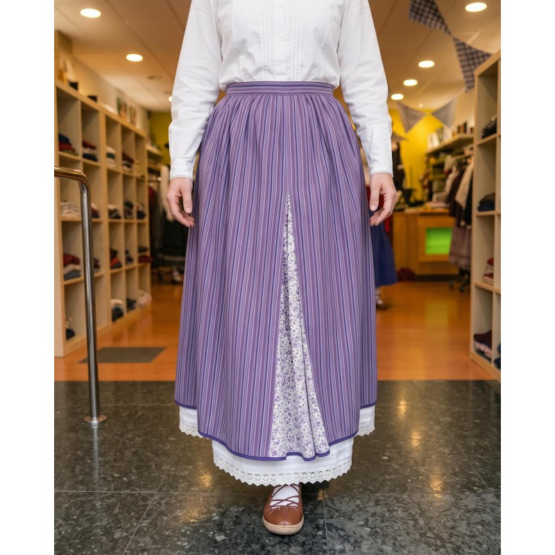Falda vasca morada y lila con pañuelo floral incluido | Euskal Jantziak