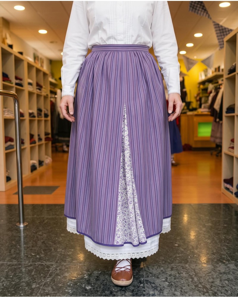 Falda vasca morada y lila con pañuelo floral incluido