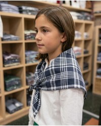 Pañuelo vasco de niño azul de cuadros modelo básico - pañuelo de cuello infantil para traje de baserritarra A144