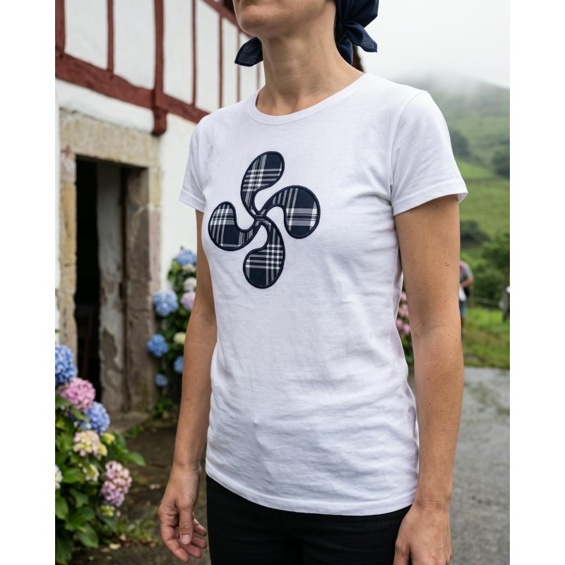 Camiseta Lauburu Blanca de Manga Corta para Mujer