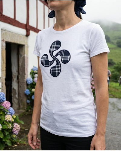 Camiseta Lauburu Blanca de Manga Corta para Mujer