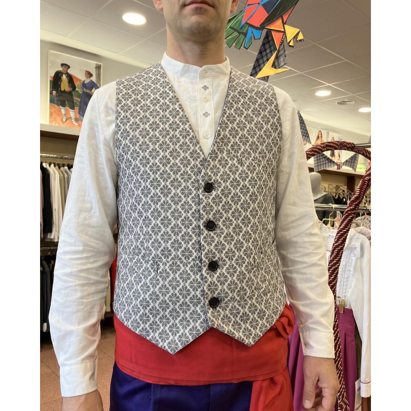 Chaleco vasco de hombre gris con estampado geométrico