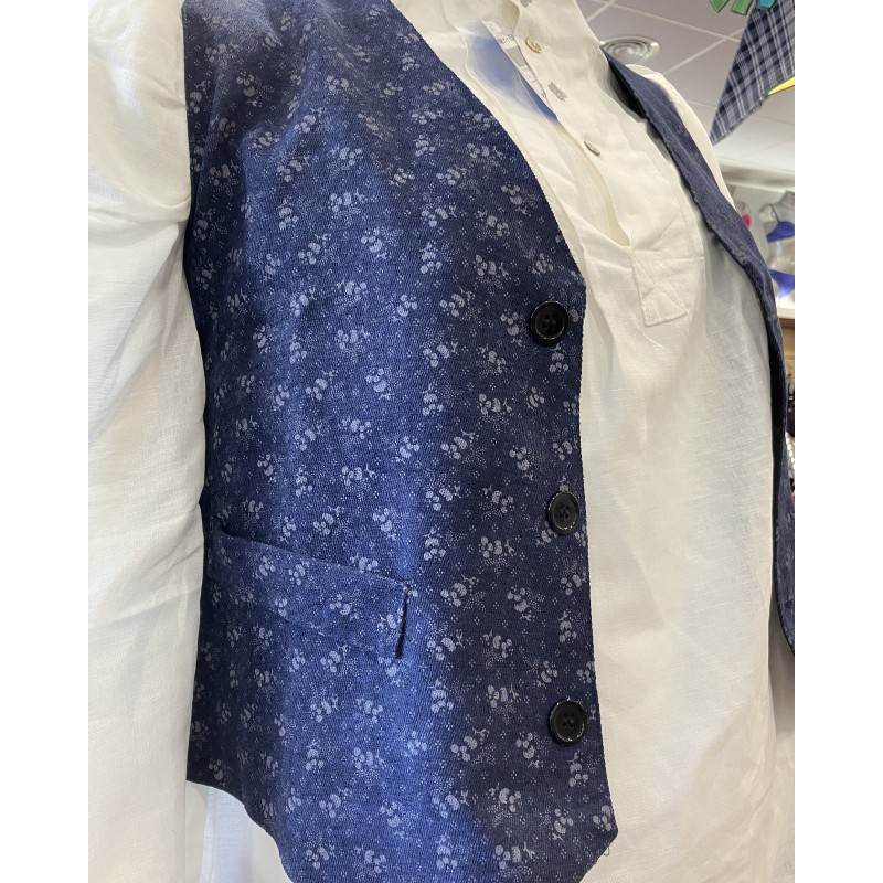Chaleco vasco de hombre azul marino con flores