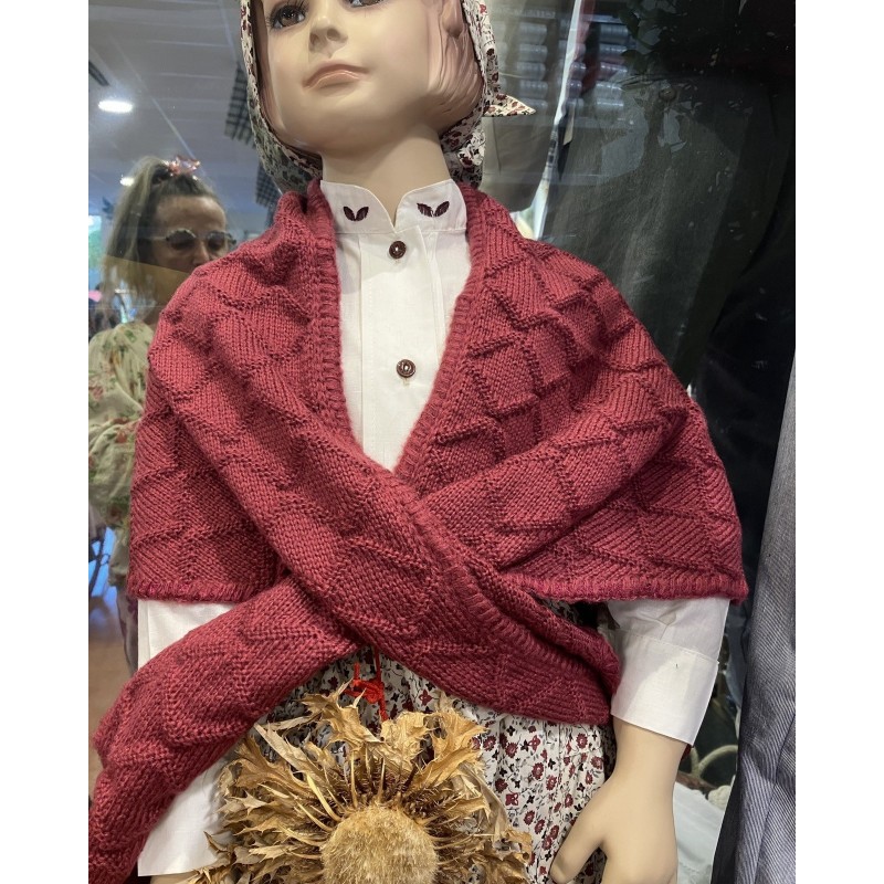 Toquilla granate de niña para traje vasco tradicional