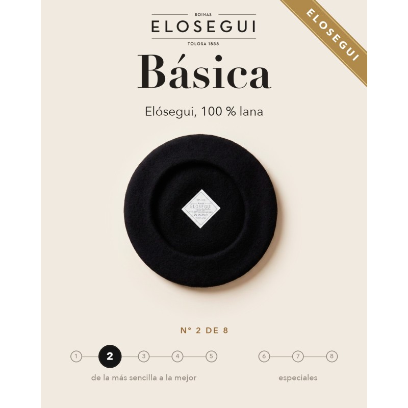Boina Elósegui básica 100 % lana, txapela nº 2 de 8