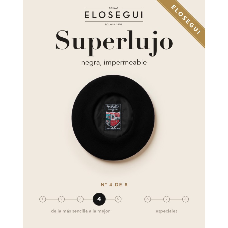 Elósegui Superlujo txapela beltza iragazgaitza, zortzietatik 4.a