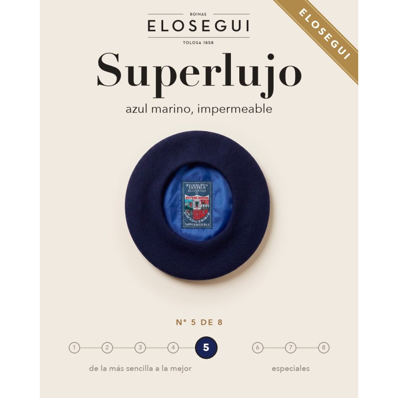 Boina Elósegui Superlujo azul marino impermeable, txapela nº 5 de 8