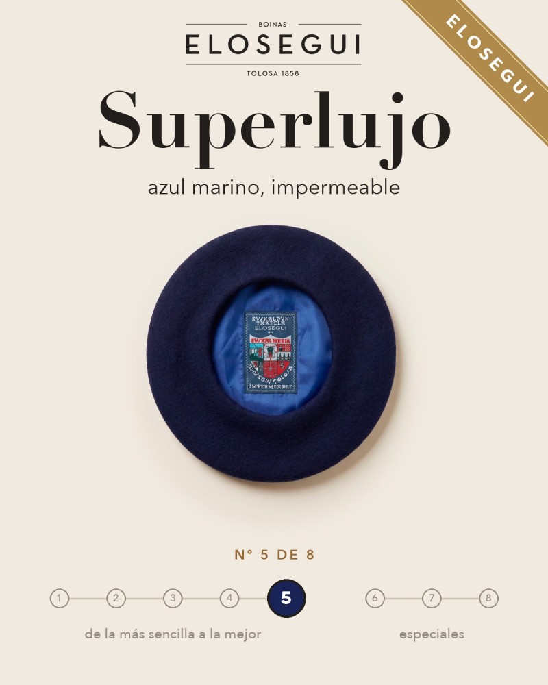 Elósegui Superlujo txapela itsas urdina iragazgaitza, zortzietatik 5.a