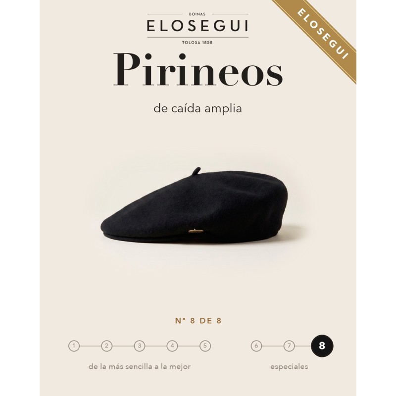 Boina Elósegui modelo Pirineos de caída amplia, txapela especial nº 8 de 8