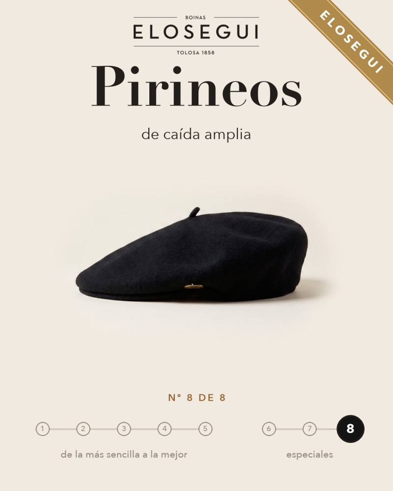 Boina Elósegui modelo Pirineos de caída amplia, txapela especial nº 8 de 8