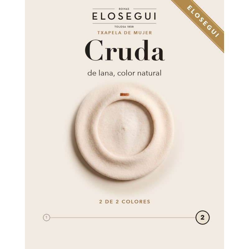 Emakumezkoen Elósegui txapela gordina, kolore naturala