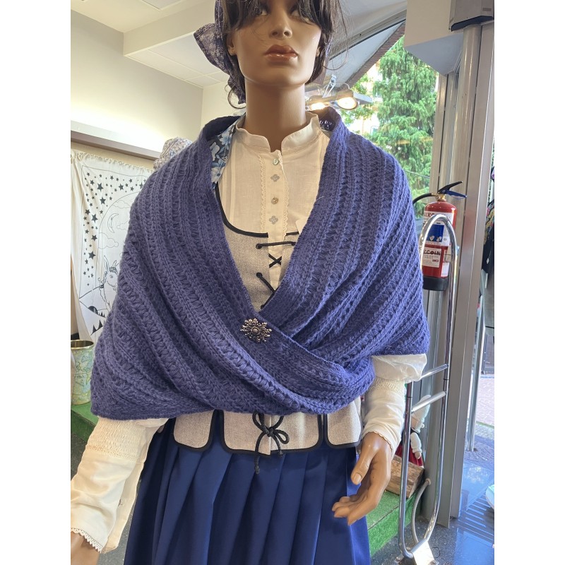 Toquilla vasca larga de mujer azul lavanda de punto