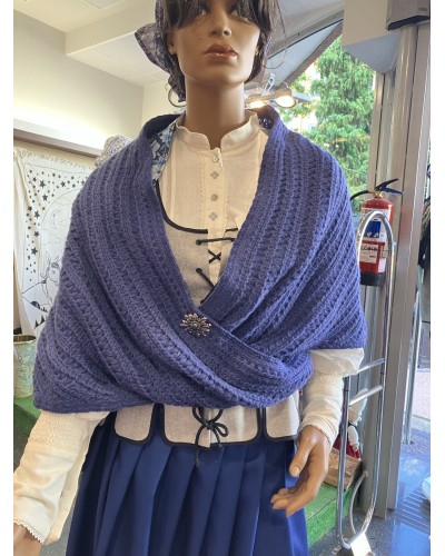 Toquilla vasca larga de mujer azul lavanda de punto