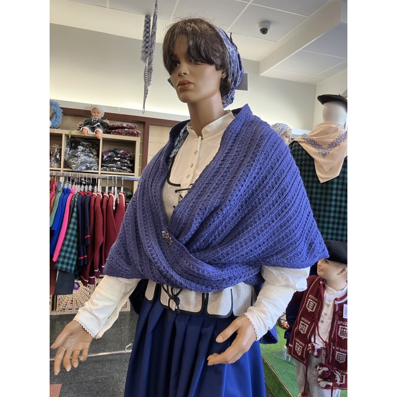 Toquilla vasca larga de mujer azul lavanda de punto