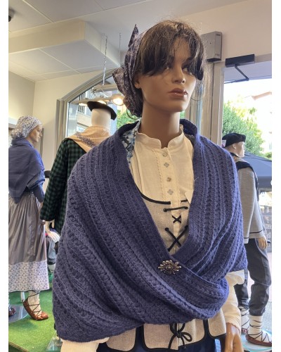 Toquilla vasca larga de mujer azul lavanda de punto