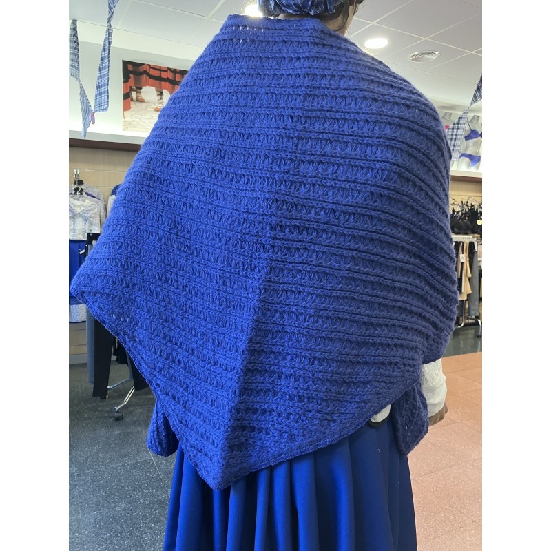 Toquilla vasca larga de mujer azul lavanda de punto