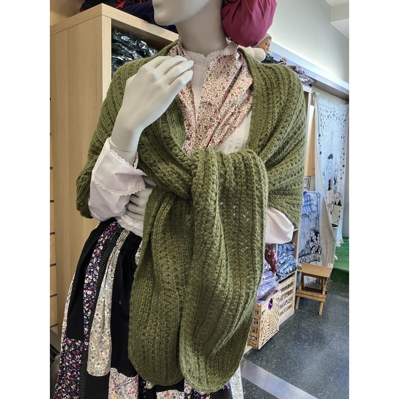 Toquilla vasca larga de mujer verde oliva de punto