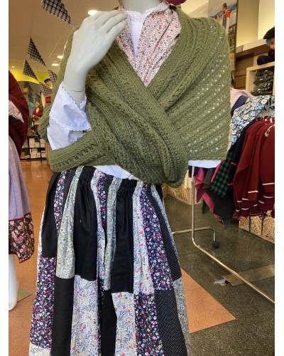Toquilla vasca larga de mujer verde oliva de punto