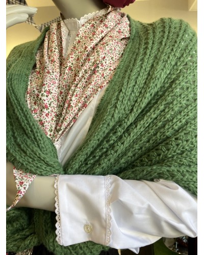 Toquilla vasca larga de mujer verde hierba de punto