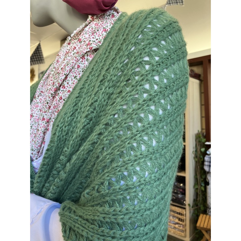 Toquilla vasca larga de mujer verde hierba de punto