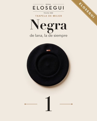 Boina Elósegui de mujer negra de lana