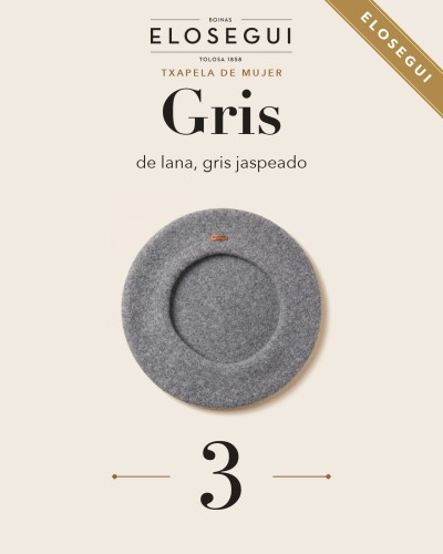 Boina vasca de mujer gris Elósegui, txapela o chapela de lana