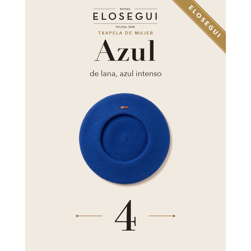 Boina vasca de mujer azul Elósegui, txapela o chapela de lana