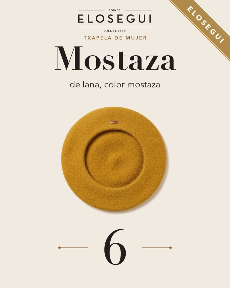 Emakume-txapela mostaza Elosegi, artilezkoa