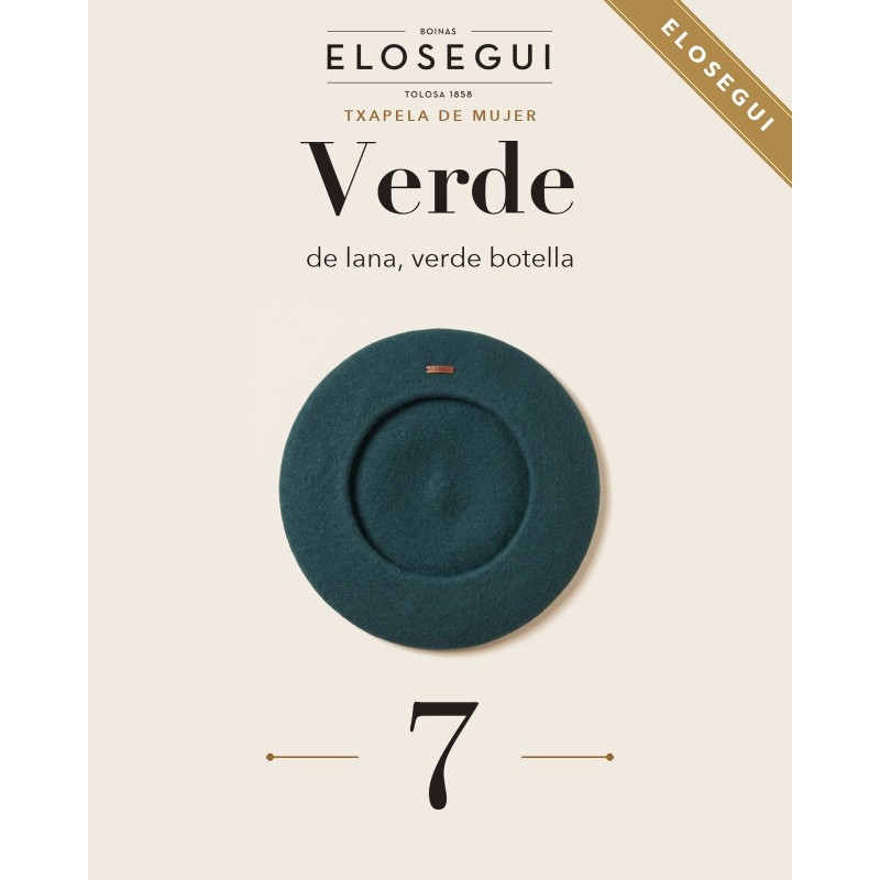 Boina vasca de mujer verde Elósegui, txapela o chapela de lana