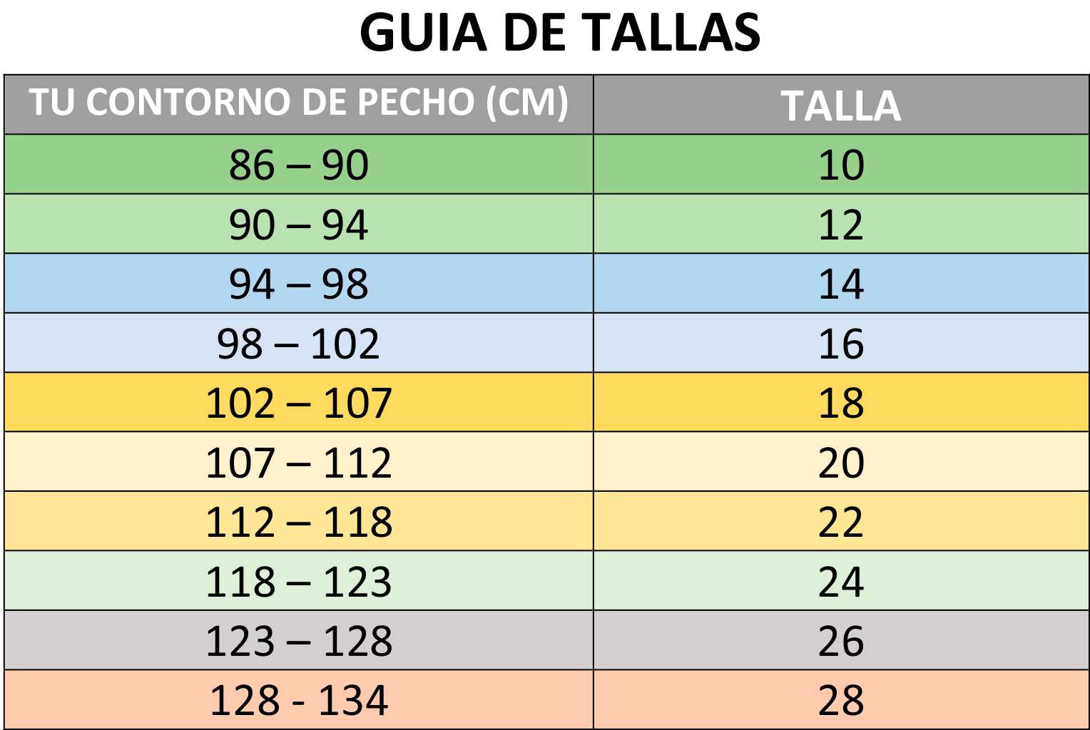 Guía de tallas Kaikus