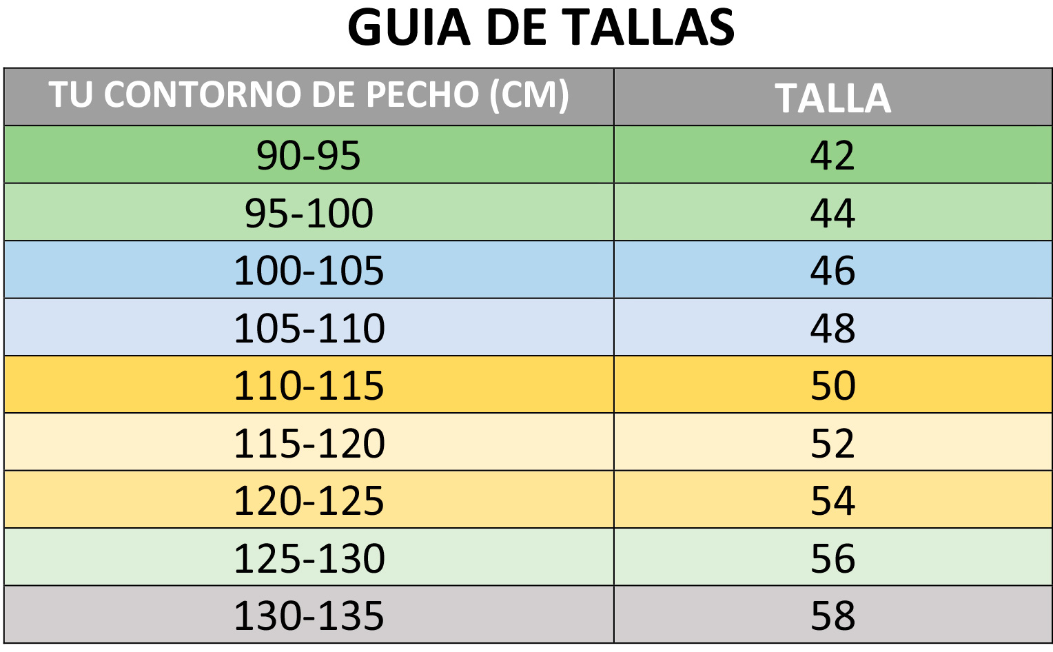 Guía de tallas Kaikus